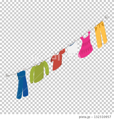 3D Isometric Flat  Illustration of Clothes Ropes. Item 3 132310957