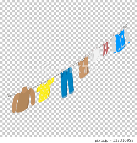 3D Isometric Flat Illustration of Clothes Ropes. Item 2 3D Isometric Flat Illustration of Clothes Ropes. Item 2 132310958