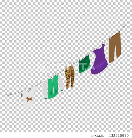 3D Isometric Flat Illustration of Clothes Ropes. Item 1 3D Isometric Flat Illustration of Clothes Ropes. Item 1 132310959