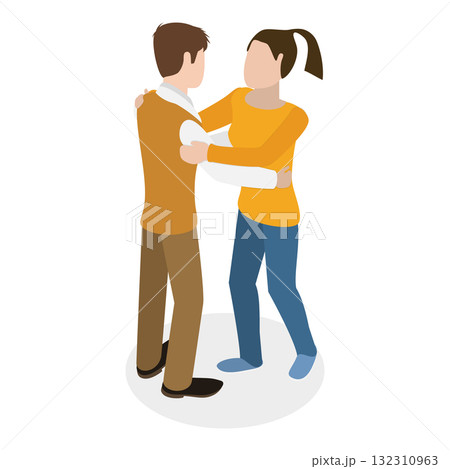 3D Isometric Flat  Set of Greeting Gestures. Item 3 132310963