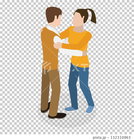 3D Isometric Flat  Set of Greeting Gestures. Item 3 132310963