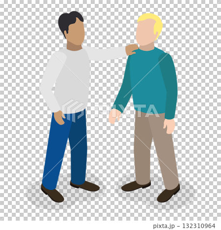 3D Isometric Flat  Set of Greeting Gestures. Item 2 132310964