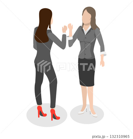3D Isometric Flat  Set of Greeting Gestures. Item 1 132310965