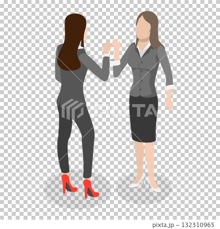 3D Isometric Flat  Set of Greeting Gestures. Item 1 132310965