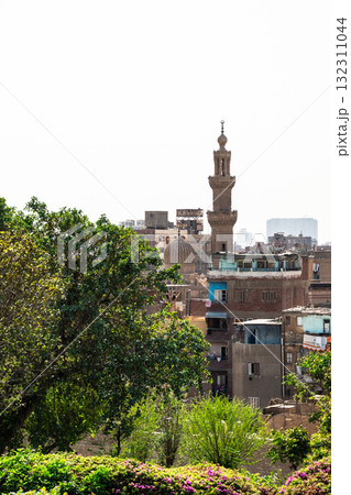 Panoramic view of Cairo from drone point of view. Mosques and rooftops of buildings. Panoramic view of Cairo from drone point of view. Mosques and rooftops of buildings. 132311044