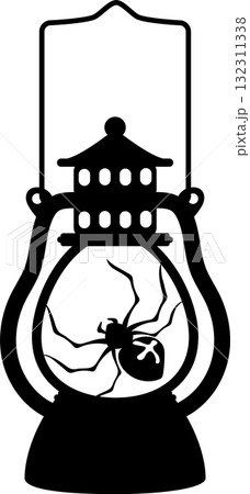 Halloween lantern, spider silhouette, Halloween Party decoration vector illustration 132311338