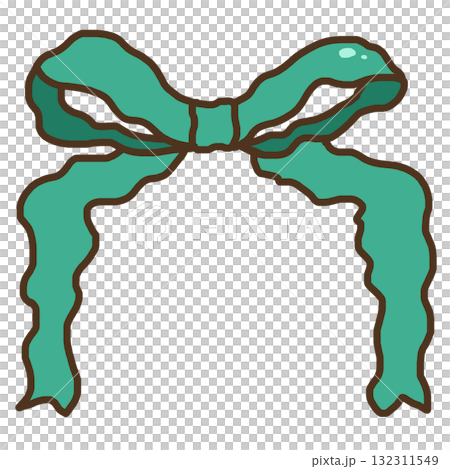 Charming hand drawn coquette green ribbon bow illustration. festive and decorative element for Christmas, gift wrapping, or any celebration. Simple and elegant design on transparency background Charming hand drawn coquette green ribbon bow illustration. festive and decorative element for Christmas, gift wrapping, or any celebration. Simple and elegant design on transparency background 132311549