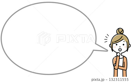 気付く若い女性　ふきだし 132311555
