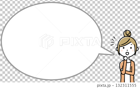 気付く若い女性　ふきだし 132311555