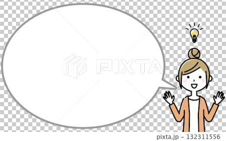 Sparkling young woman with thought bubble Sparkling young woman with thought bubble 132311556