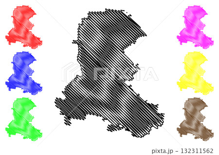 Central Darling Shire (Commonwealth of Australia, New South Wales, NSW) map vector illustration, scribble sketch Central Darling map 132311562