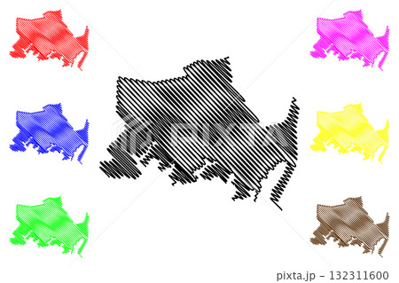 Georges River Council (Commonwealth of Australia, New South Wales, NSW) map vector illustration, scribble sketch Georges River map 132311600