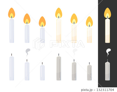かわいいろうそくの点火と消火のイラスト素材セット 132311704