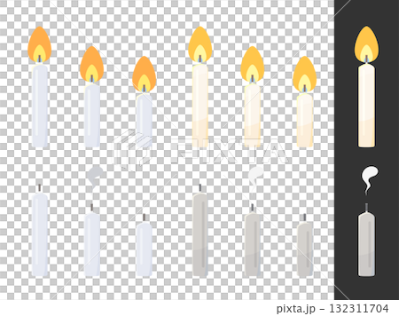 かわいいろうそくの点火と消火のイラスト素材セット 132311704