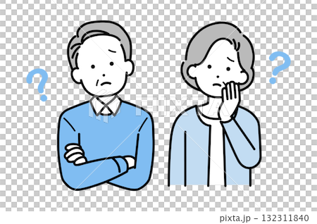 疑問を持つシニア夫婦のイラスト 132311840