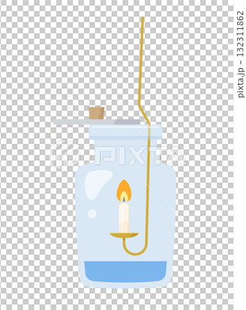 Illustration of a candle burning in an air collection bottle Illustration of a candle burning in an air collection bottle 132311862