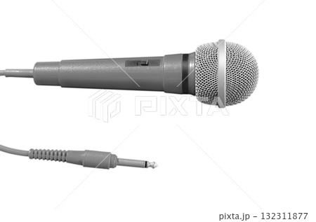 灰色のコード付きカラオケ用マイク 132311877