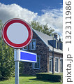 blank or emthy traffic sign and blue board with copy space at street. 132311986