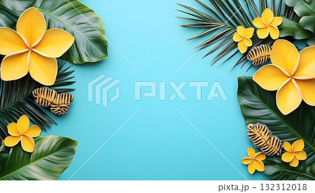 Tropical Floral Arrangement with Yellow Flowers and Decorative L Tropical Floral Arrangement with Yellow Flowers and Decorative L 132312018