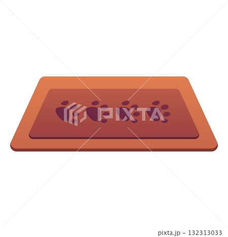 Brown floor rug with cat dog paws footprint, vector cartoon pets carpet, cozy home textile decorative interior neat mat 132313033