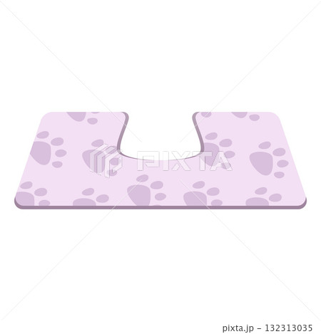 Lilac floor rug with cat dog paws footprint, vector cartoon pets carpet, cozy home textile decorative bathroom neat mat 132313035
