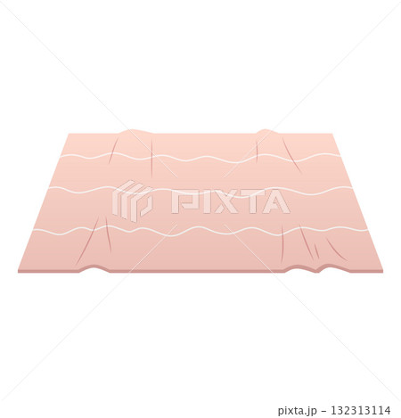 Rug with a wave pattern in nude beige, vector cartoon carpet for floor in room or bathroom, cozy home textile neat mat 132313114