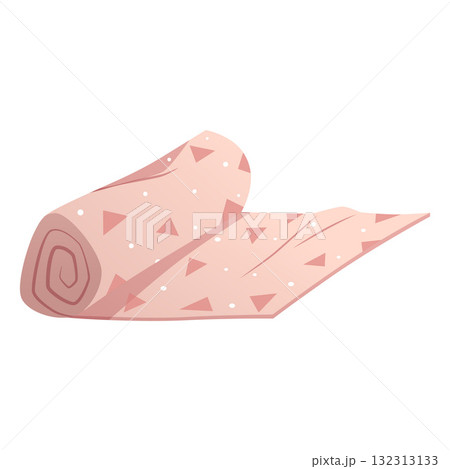 Rug roll with triangle pattern in nude beige color, vector cartoon carpet for floor in room, cozy home textile neat mat Rug roll with triangle pattern in nude beige color, vector cartoon carpet for floor in room, cozy home textile neat mat 132313133
