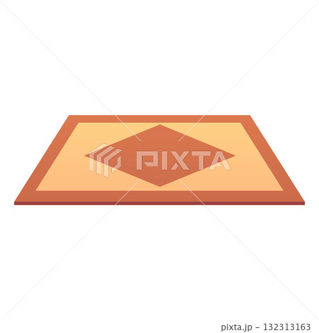 Brown rug with geometric square pattern, vector cartoon carpet for floor in room or doormat, cozy home textile neat mat Brown rug with geometric square pattern, vector cartoon carpet for floor in room or doormat, cozy home textile neat mat 132313163