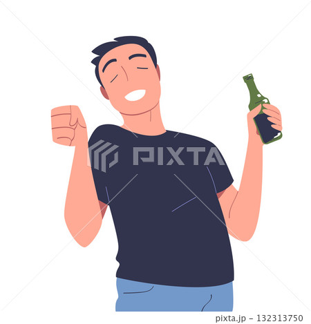 Man with Alcohol Drink and Beverage in Bottle Vector Illustration Man with Alcohol Drink and Beverage in Bottle Vector Illustration 132313750