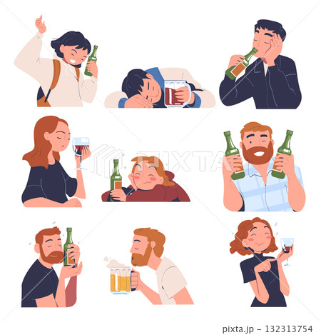 People with Alcohol Drink and Beverage Vector Set People with Alcohol Drink and Beverage Vector Set 132313754