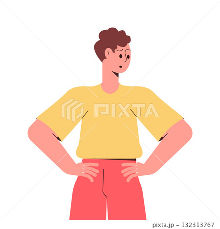 Thoughtful Man Thinking Try to Solve Problem Vector Illustration 132313767