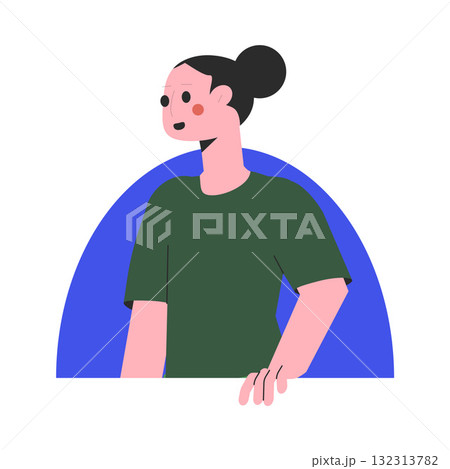 Woman Character Peeking Out Shape and Looking Vector Illustration Woman Character Peeking Out Shape and Looking Vector Illustration 132313782