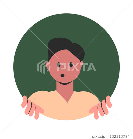 Man Character Peeking Out Shape and Looking Vector Illustration Man Character Peeking Out Shape and Looking Vector Illustration 132313784