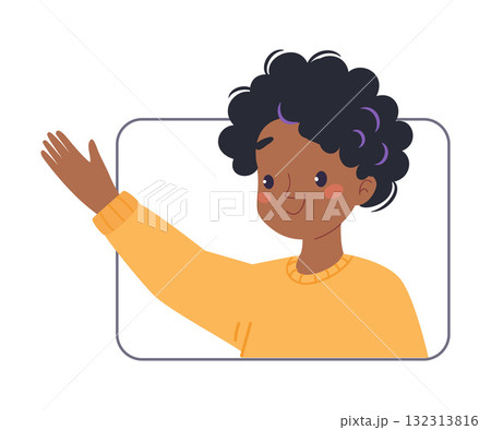 Man Character Online Have Distant Network Meeting and Communication Vector Illustration 132313816