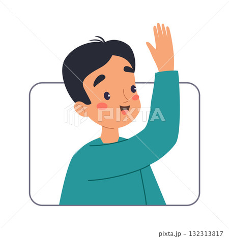 Man Character Online Have Distant Network Meeting and Communication Vector Illustration 132313817