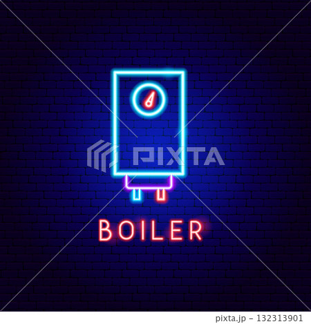 Water Hot Boiler Neon Label Water Hot Boiler Neon Label 132313901