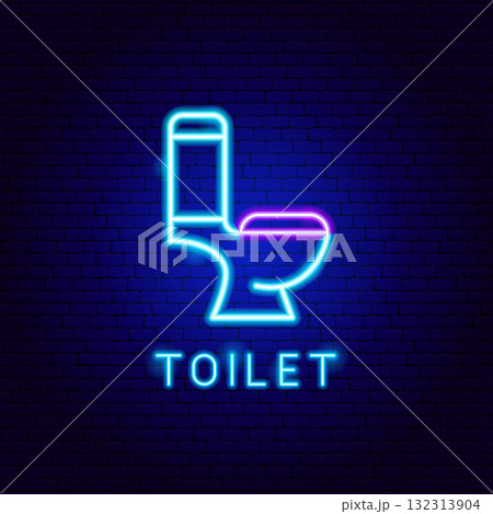 Toilet Neon Label Side View 132313904