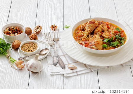 Chakhokhbili, Georgian chicken stew in a bowl 132314154