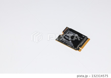 NVME PCIe solid-state drive in the M.2 2230 form factor isolated on white background. 132314575