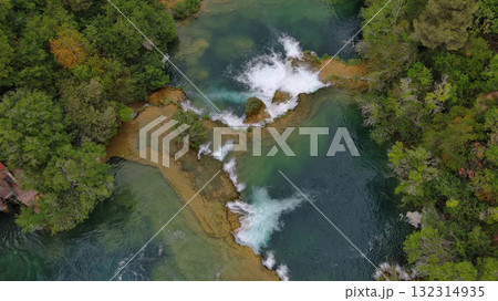 Krka Waterfalls with turquoise water 132314935