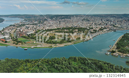 Belgrade Serbia isalnd and Sava and Danube rivers Belgrade Serbia isalnd and Sava and Danube rivers 132314945