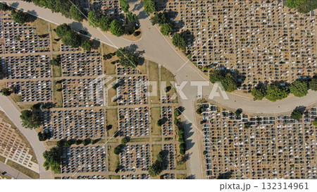 Densely packed cemetery graveyard Densely packed cemetery graveyard 132314961