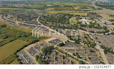 Densely packed cemetery graveyard 132314977