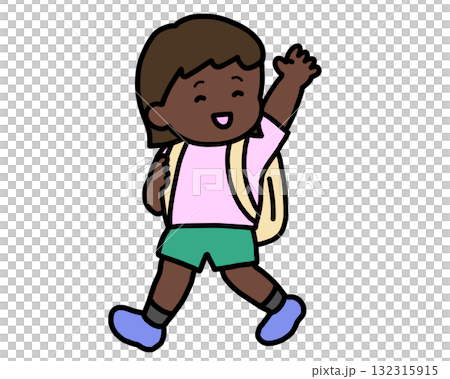 A black girl waving goodbye 132315915