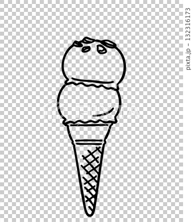 冰淇淋的簡單手繪線條描插圖（雙） 132316173