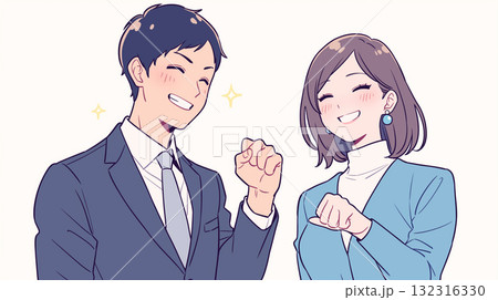 協力し合うビジネスマンとビジネスウーマンの前向きな職場コミュニケーション「生成AI」 協力し合うビジネスマンとビジネスウーマンの前向きな職場コミュニケーション「生成AI」 132316330