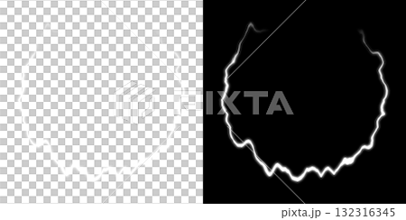 透明和黑色背景上的白色閃電圈 132316345