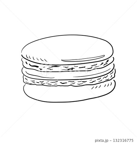 手描きマカロンの線画イラスト 132316775