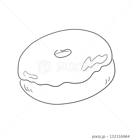 手描きドーナツの線画イラスト 132316964