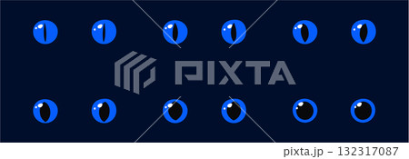 Set of Blue glowing eyes dark background fantasy magic cartoon animal reptile feline mammal monster demon dragon Set of Blue glowing eyes dark background fantasy magic cartoon animal reptile feline mammal monster demon dragon 132317087